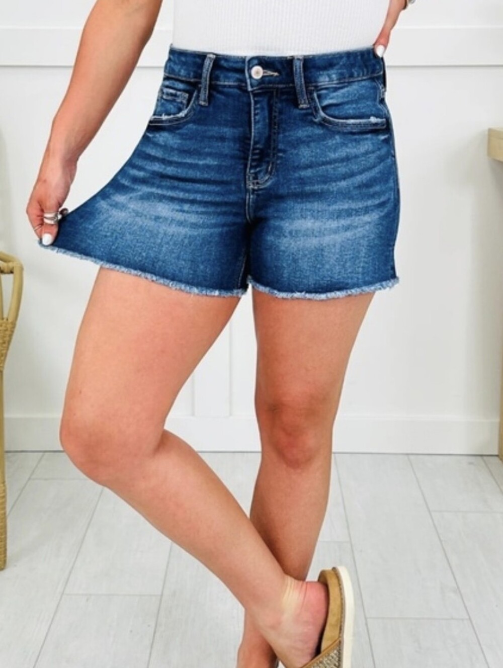 Moco Boutique Denim Blue Women's Tummy Control Short Jeans - Size 1X